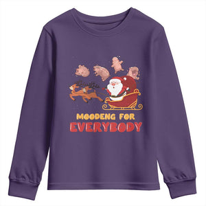 Funny Christmas Moo Deng For Everyone Youth Sweatshirt Cute Baby Hippo Santa Reindeer TS09 Purple Print Your Wear