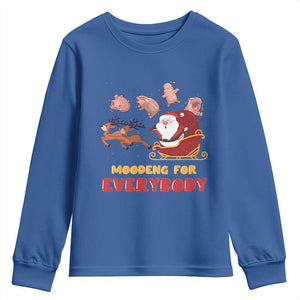Funny Christmas Moo Deng For Everyone Youth Sweatshirt Cute Baby Hippo Santa Reindeer TS09 Royal Blue Print Your Wear