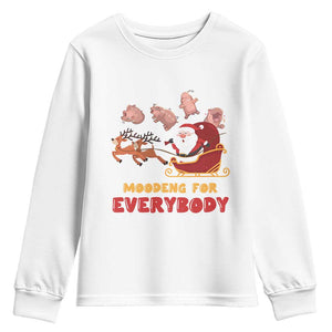 Funny Christmas Moo Deng For Everyone Youth Sweatshirt Cute Baby Hippo Santa Reindeer TS09 White Print Your Wear