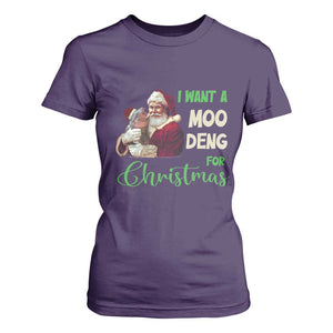 Funny I Want A Moo Deng For Christmas T Shirt For Women TS09 Purple Print Your Wear