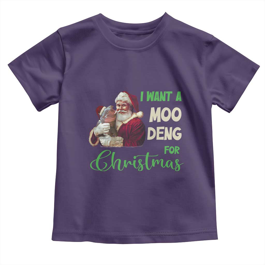Funny I Want A Moo Deng For Christmas Toddler T Shirt TS09 Purple Print Your Wear