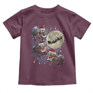Funny Christmas Moo Deng Baby Shirt Baby Hippo Santa Sleigh Galaxy Outer Space TS09 Maroon Print Your Wear