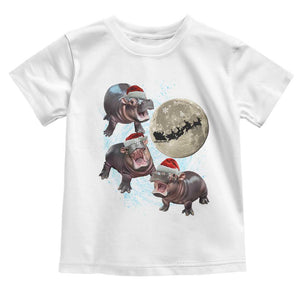 Funny Christmas Moo Deng Baby Shirt Baby Hippo Santa Sleigh Galaxy Outer Space TS09 White Print Your Wear