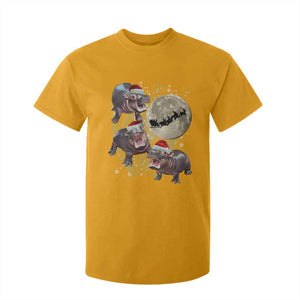 Funny Christmas Moo Deng T Shirt For Kid Baby Hippo Santa Sleigh Galaxy Outer Space TS09 Gold Print Your Wear