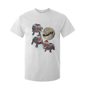 Funny Christmas Moo Deng T Shirt For Kid Baby Hippo Santa Sleigh Galaxy Outer Space TS09 White Print Your Wear