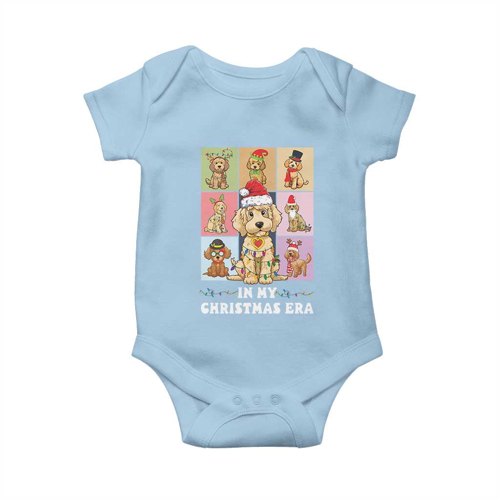 Funny Xmas Dog Baby Onesie Santa Golden Doodle In My Christmas Era TS09 Light Blue Print Your Wear