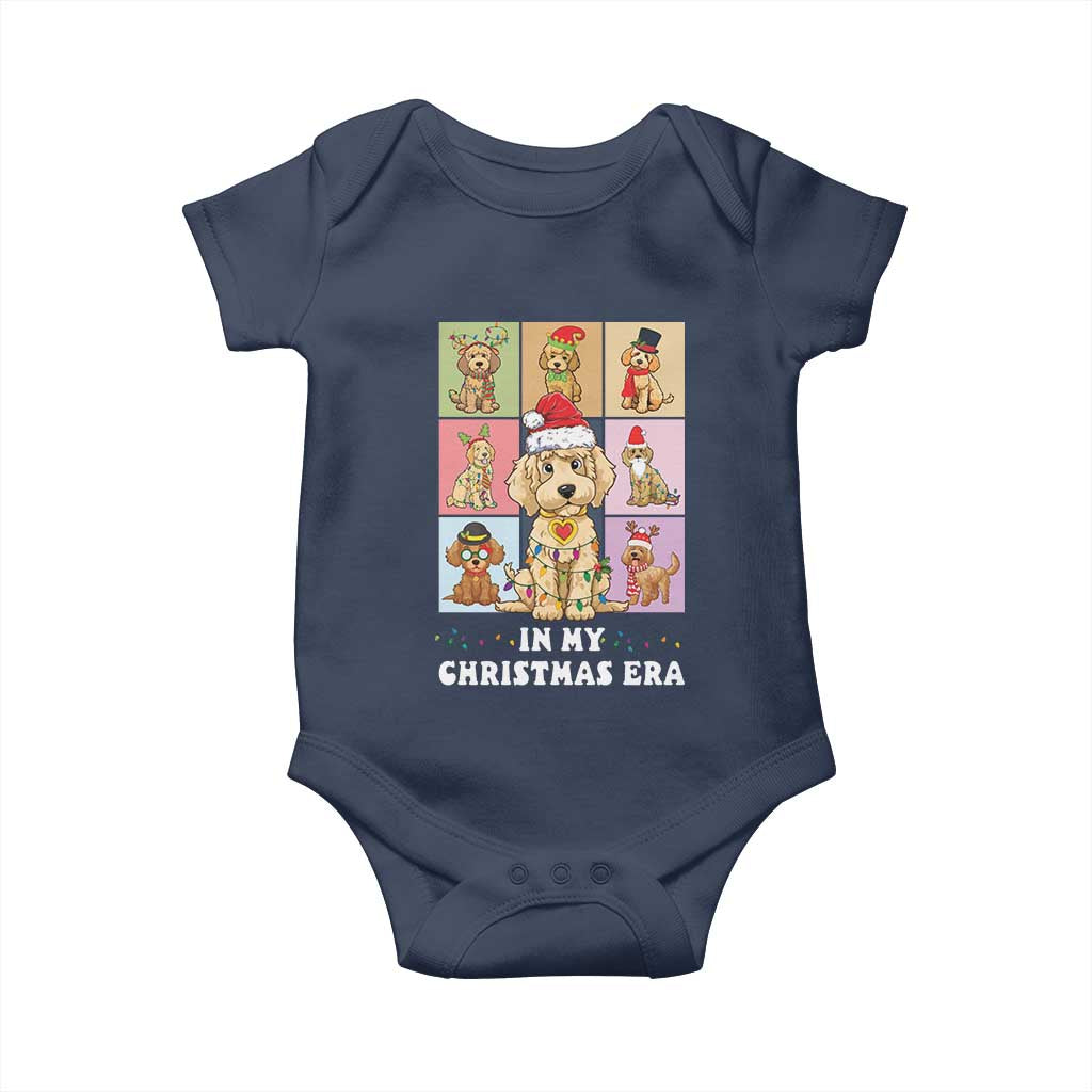 Funny Xmas Dog Baby Onesie Santa Golden Doodle In My Christmas Era TS09 Navy Print Your Wear