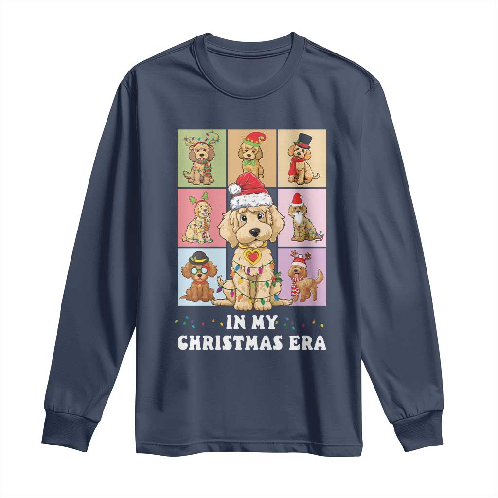 Funny Xmas Dog Long Sleeve Shirt Santa Golden Doodle In My Christmas Era TS09 Navy Print Your Wear