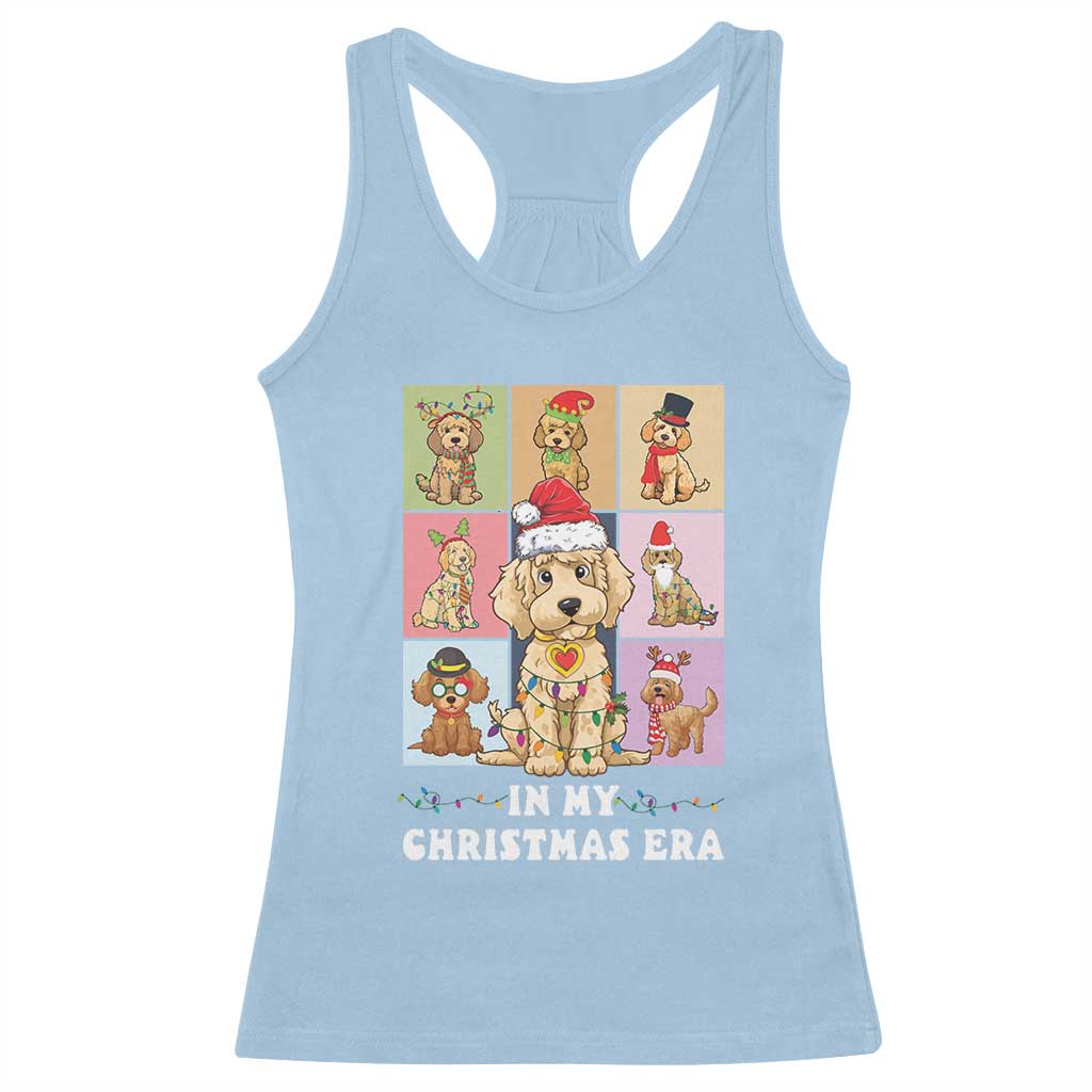 Funny Xmas Dog Racerback Tank Top Santa Golden Doodle In My Christmas Era TS09 Light Blue Print Your Wear