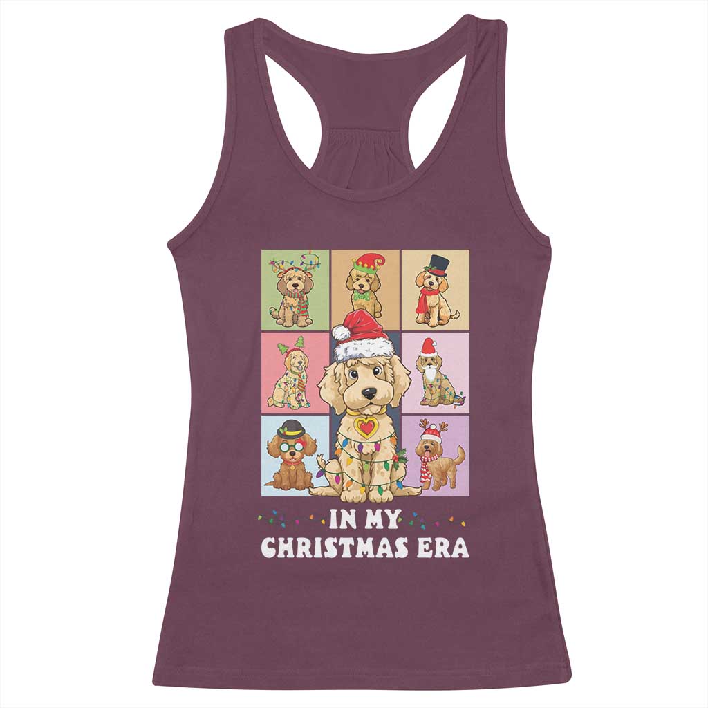 Funny Xmas Dog Racerback Tank Top Santa Golden Doodle In My Christmas Era TS09 Maroon Print Your Wear