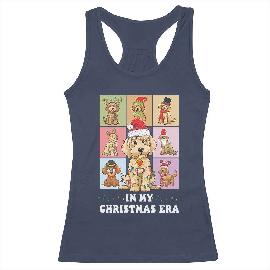 Funny Xmas Dog Racerback Tank Top Santa Golden Doodle In My Christmas Era TS09 Navy Print Your Wear