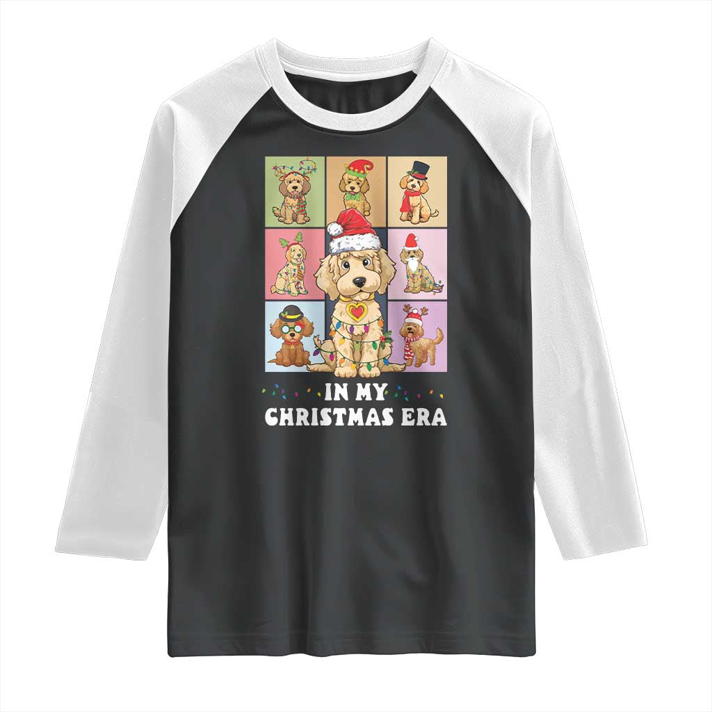Funny Xmas Dog Raglan Shirt Santa Golden Doodle In My Christmas Era TS09 Black White Print Your Wear