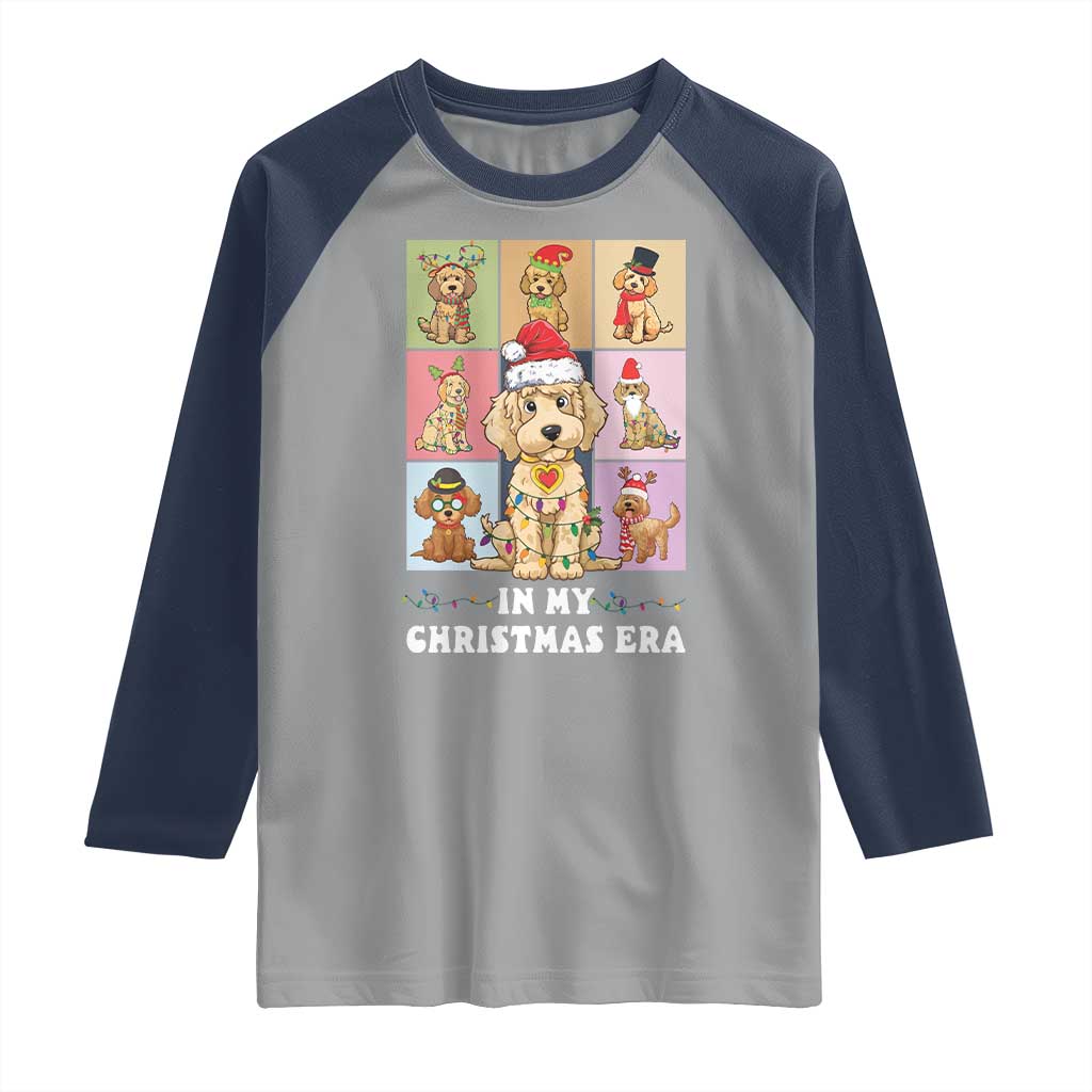Funny Xmas Dog Raglan Shirt Santa Golden Doodle In My Christmas Era TS09 Sport Gray Navy Print Your Wear