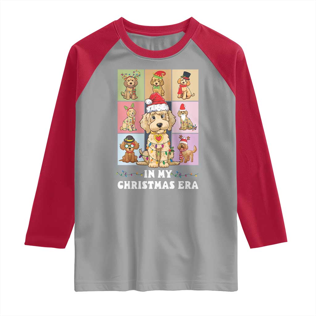 Funny Xmas Dog Raglan Shirt Santa Golden Doodle In My Christmas Era TS09 Sport Gray Red Print Your Wear