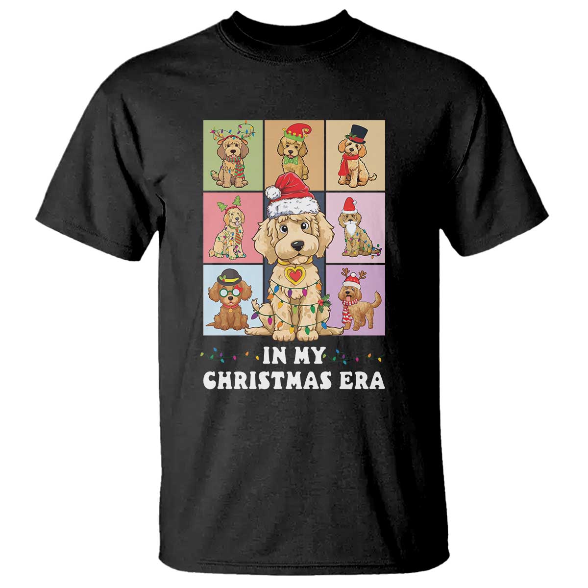 Funny Xmas Dog T Shirt Santa Golden Doodle In My Christmas Era TS09 Black Print Your Wear