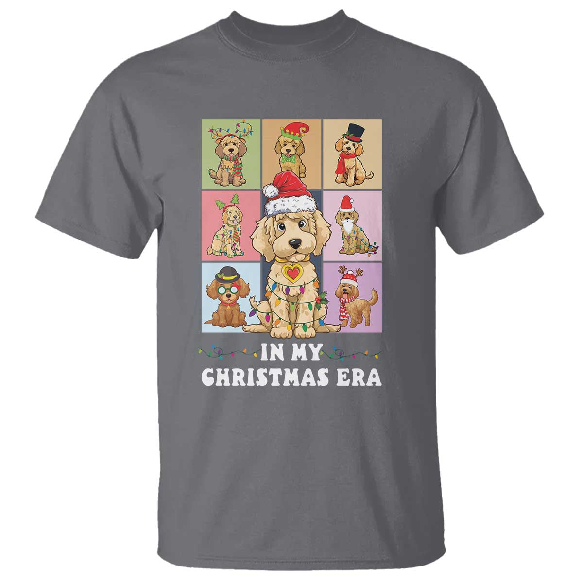 Funny Xmas Dog T Shirt Santa Golden Doodle In My Christmas Era TS09 Charcoal Print Your Wear