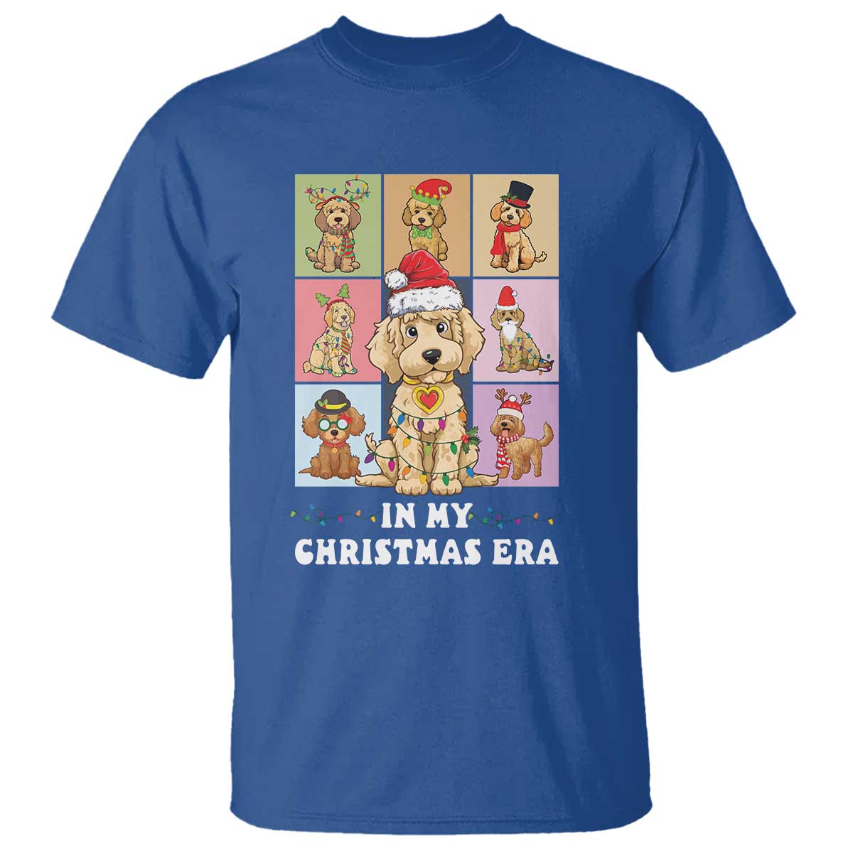 Funny Xmas Dog T Shirt Santa Golden Doodle In My Christmas Era TS09 Royal Blue Print Your Wear