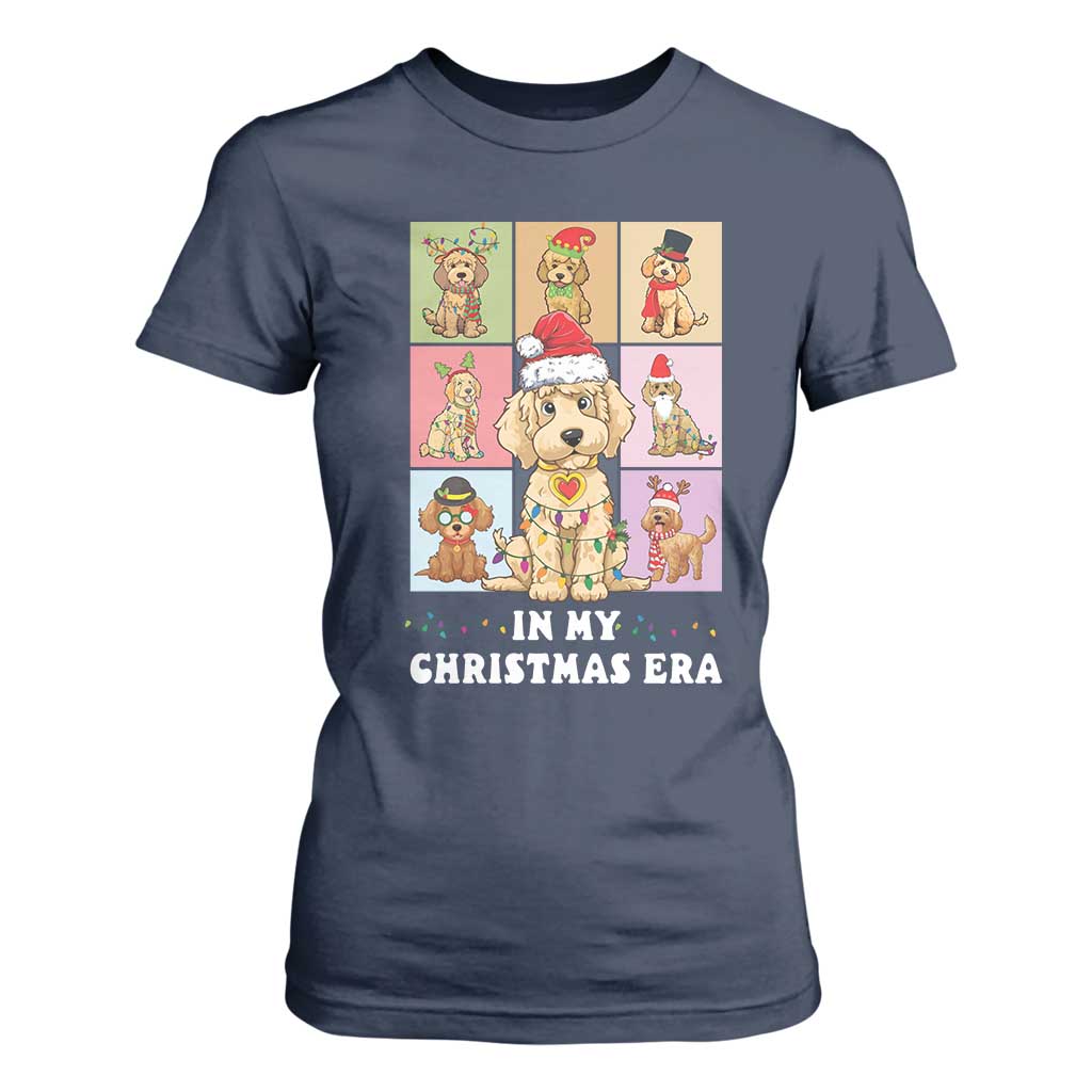 Funny Xmas Dog T Shirt For Women Santa Golden Doodle In My Christmas Era TS09 Navy Print Your Wear