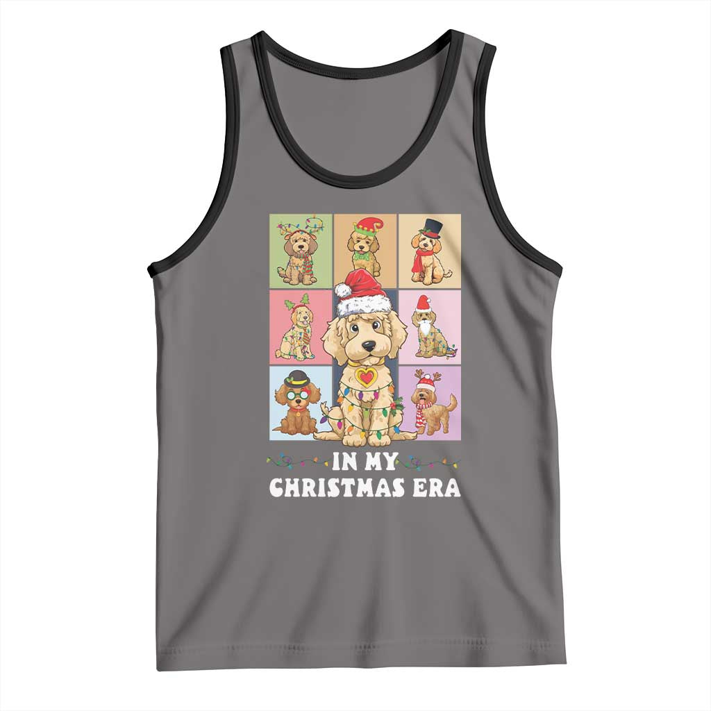 Funny Xmas Dog Tank Top Santa Golden Doodle In My Christmas Era TS09 Deep Heather Black Print Your Wear