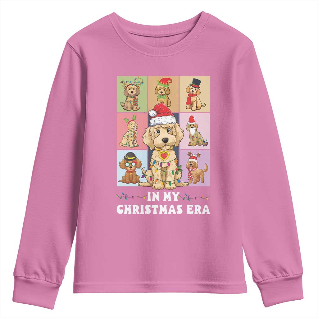 Funny Xmas Dog Youth Sweatshirt Santa Golden Doodle In My Christmas Era TS09 Azalea Print Your Wear