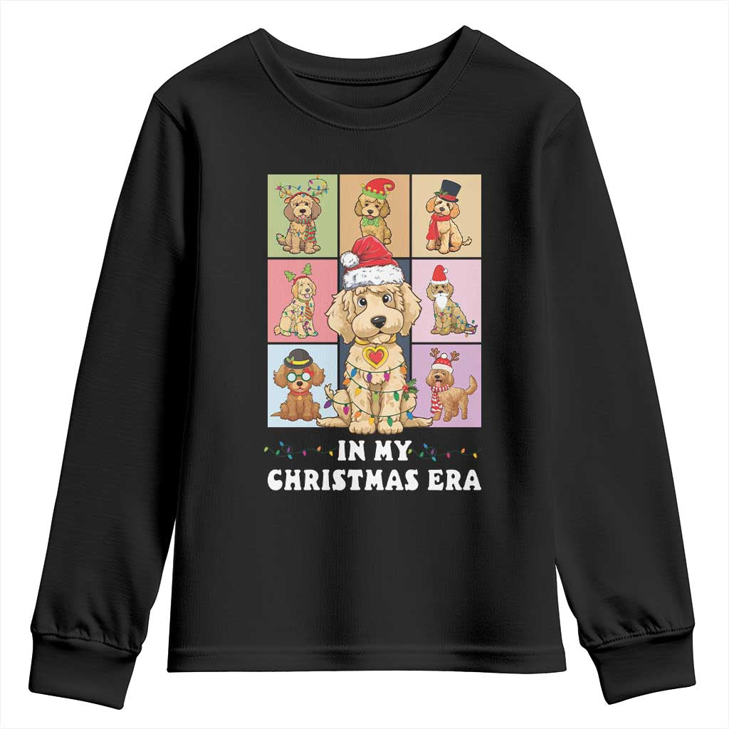 Funny Xmas Dog Youth Sweatshirt Santa Golden Doodle In My Christmas Era TS09 Black Print Your Wear