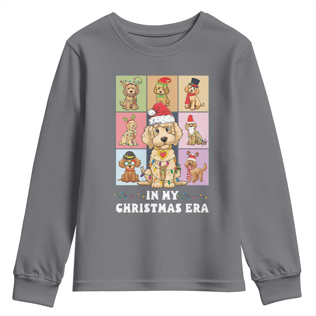 Funny Xmas Dog Youth Sweatshirt Santa Golden Doodle In My Christmas Era TS09 Charcoal Print Your Wear