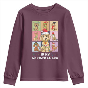 Funny Xmas Dog Youth Sweatshirt Santa Golden Doodle In My Christmas Era TS09 Maroon Print Your Wear