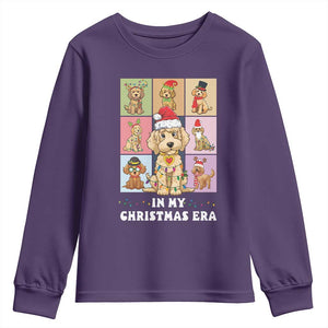 Funny Xmas Dog Youth Sweatshirt Santa Golden Doodle In My Christmas Era TS09 Purple Print Your Wear