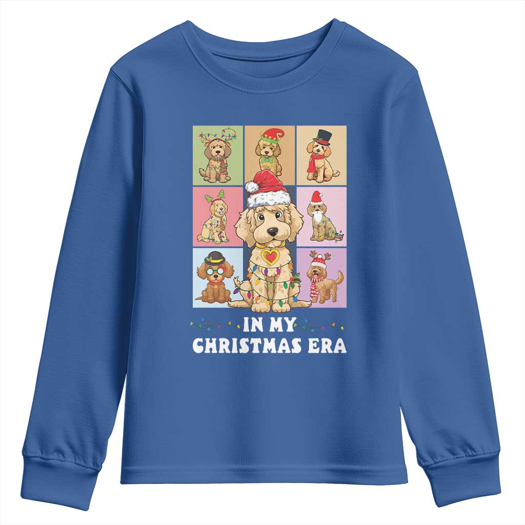 Funny Xmas Dog Youth Sweatshirt Santa Golden Doodle In My Christmas Era TS09 Royal Blue Print Your Wear