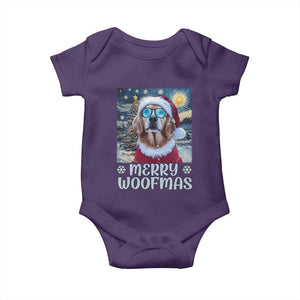 Funny Xmas Golden Retriever Baby Onesie Merry Woofmas Christmas Starry Night Dog Lover TS09 Purple Print Your Wear