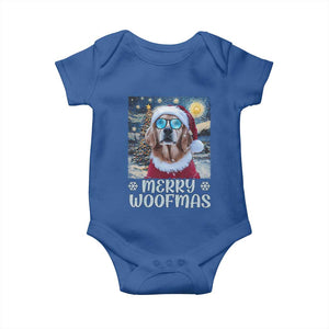 Funny Xmas Golden Retriever Baby Onesie Merry Woofmas Christmas Starry Night Dog Lover TS09 Royal Blue Print Your Wear