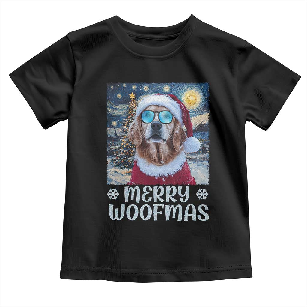 Funny Xmas Golden Retriever Baby Shirt Merry Woofmas Christmas Starry Night Dog Lover TS09 Black Print Your Wear