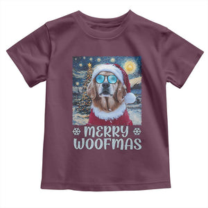 Funny Xmas Golden Retriever Baby Shirt Merry Woofmas Christmas Starry Night Dog Lover TS09 Maroon Print Your Wear