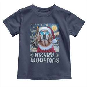 Funny Xmas Golden Retriever Baby Shirt Merry Woofmas Christmas Starry Night Dog Lover TS09 Navy Print Your Wear