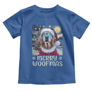 Funny Xmas Golden Retriever Baby Shirt Merry Woofmas Christmas Starry Night Dog Lover TS09 Royal Blue Print Your Wear