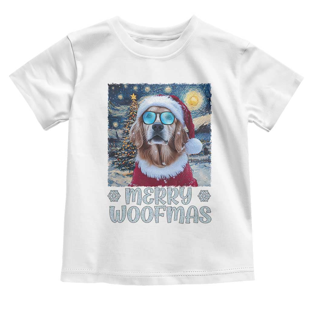 Funny Xmas Golden Retriever Baby Shirt Merry Woofmas Christmas Starry Night Dog Lover TS09 White Print Your Wear