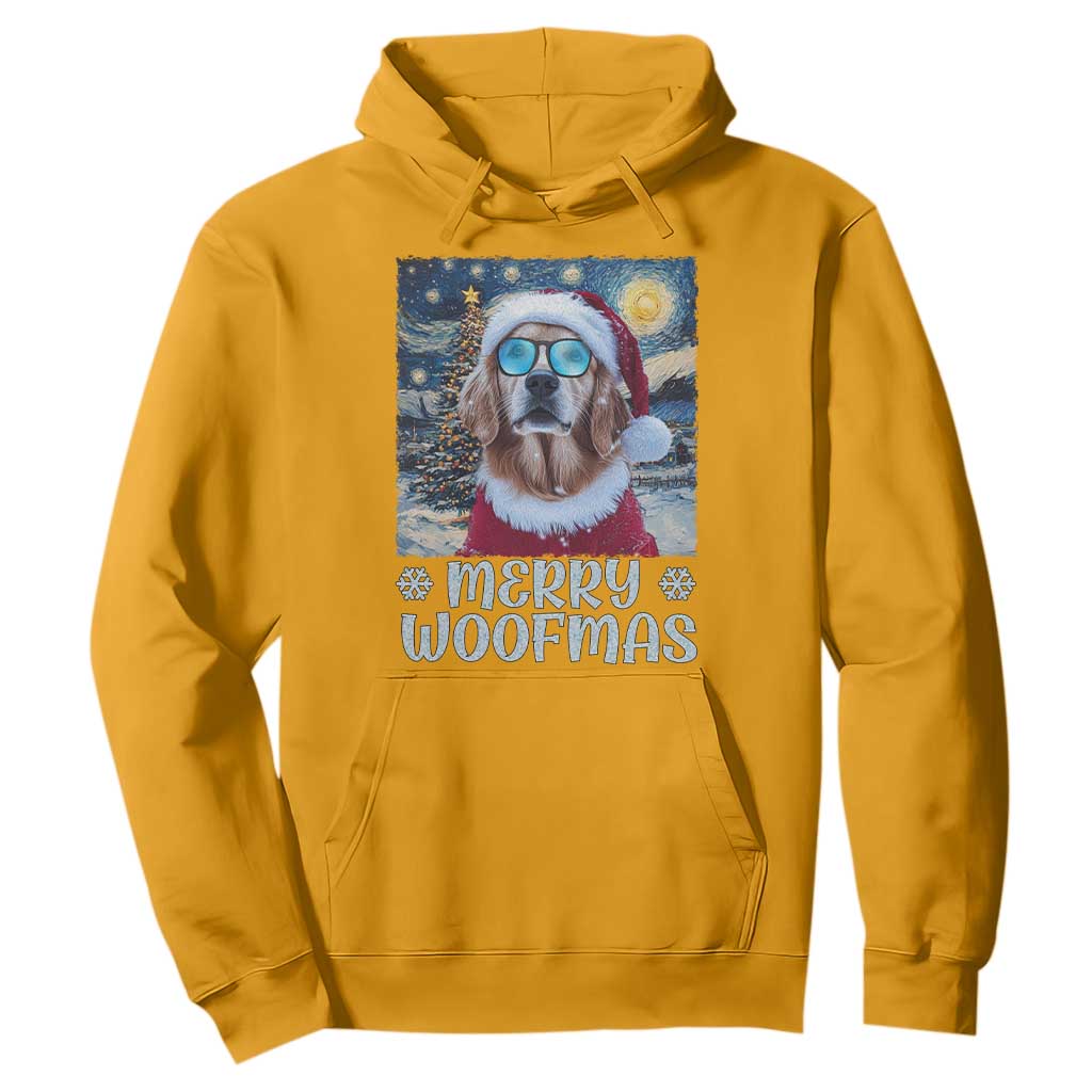 Funny Xmas Golden Retriever Hoodie Merry Woofmas Christmas Starry Night Dog Lover TS09 Gold Print Your Wear