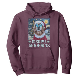 Funny Xmas Golden Retriever Hoodie Merry Woofmas Christmas Starry Night Dog Lover TS09 Maroon Print Your Wear