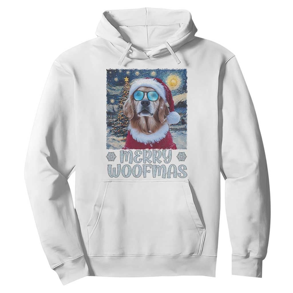 Funny Xmas Golden Retriever Hoodie Merry Woofmas Christmas Starry Night Dog Lover TS09 White Print Your Wear