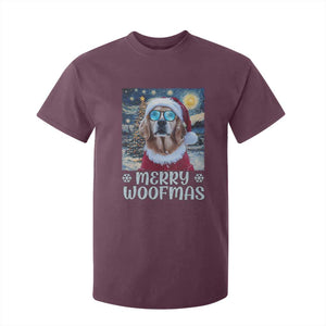 Funny Xmas Golden Retriever T Shirt For Kid Merry Woofmas Christmas Starry Night Dog Lover TS09 Maroon Print Your Wear