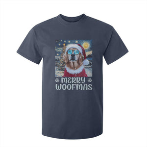 Funny Xmas Golden Retriever T Shirt For Kid Merry Woofmas Christmas Starry Night Dog Lover TS09 Navy Print Your Wear