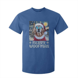 Funny Xmas Golden Retriever T Shirt For Kid Merry Woofmas Christmas Starry Night Dog Lover TS09 Royal Blue Print Your Wear