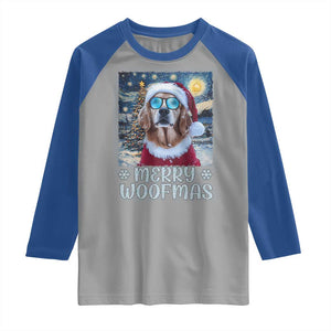 Funny Xmas Golden Retriever Raglan Shirt Merry Woofmas Christmas Starry Night Dog Lover TS09 Sport Gray Royal Print Your Wear