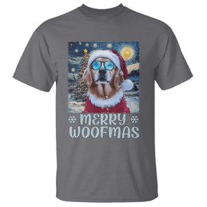 Funny Xmas Golden Retriever T Shirt Merry Woofmas Christmas Starry Night Dog Lover TS09 Charcoal Print Your Wear