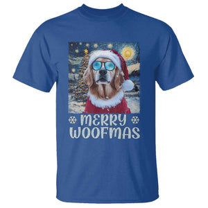 Funny Xmas Golden Retriever T Shirt Merry Woofmas Christmas Starry Night Dog Lover TS09 Royal Blue Print Your Wear