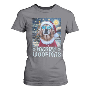 Funny Xmas Golden Retriever T Shirt For Women Merry Woofmas Christmas Starry Night Dog Lover TS09 Charcoal Print Your Wear