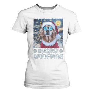 Funny Xmas Golden Retriever T Shirt For Women Merry Woofmas Christmas Starry Night Dog Lover TS09 White Print Your Wear