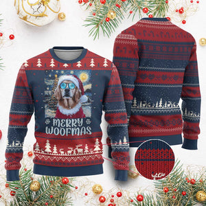 Funny Xmas Golden Retriever Ugly Christmas Sweater Merry Woofmas Christmas Starry Night Dog Lover TS09 Burgundy Print Your Wear