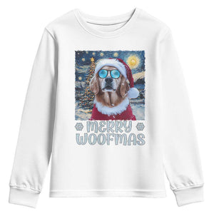 Funny Xmas Golden Retriever Youth Sweatshirt Merry Woofmas Christmas Starry Night Dog Lover TS09 White Print Your Wear