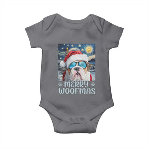 Funny Xmas Bulldog Baby Onesie Merry Woofmas Christmas Starry Night Dog Lover TS09 Charcoal Print Your Wear